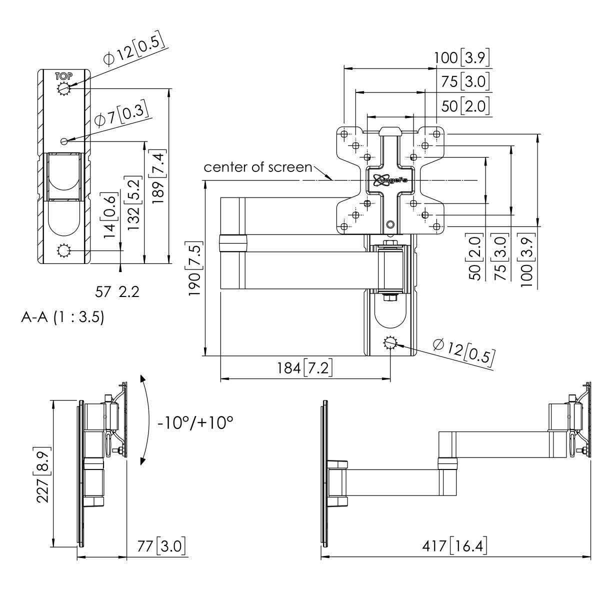 Vogel's Display Wandhalterung von 10 bis 28 Zoll, schwenk- und neigbar